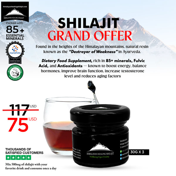 Shilajit Resin - 30g x 3 | 180 servings | Limited Time Offer